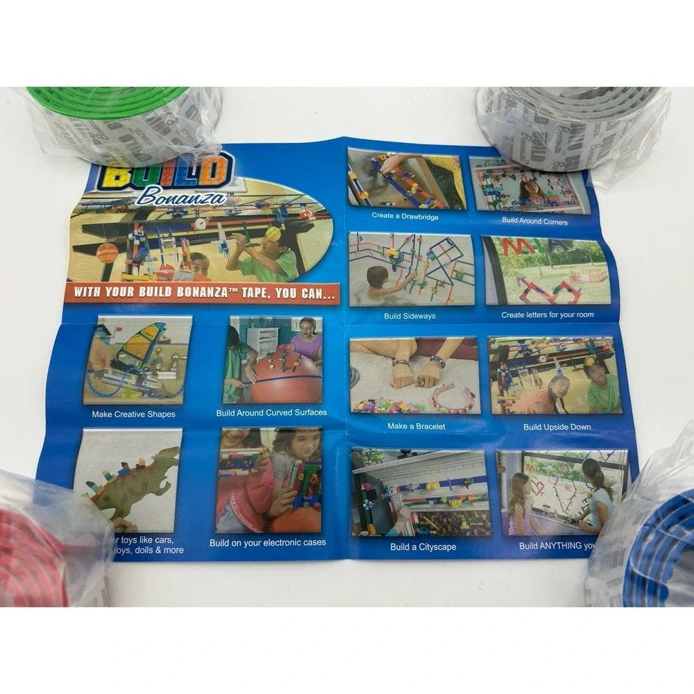 Deluxe Build‎ Bonanza Building Block Tape 4 Colors 3ft Each 4 Blocks Wide